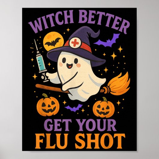 Funny Halloween Witz Ghost Flu Shot Nurse Poster (Vorne)