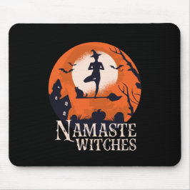 Funny Halloween Yoga Lover Namaste Hexen Mousepad