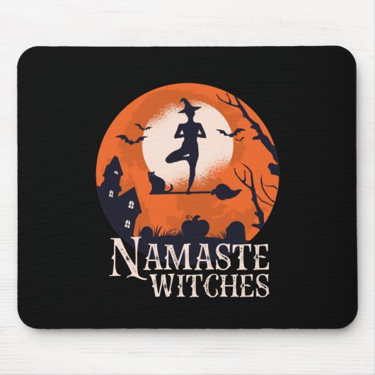 Funny Halloween Yoga Lover Namaste Hexen Mousepad (Vorne)