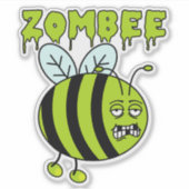 Funny Halloween Zombie Bee Character Aufkleber (Vorderseite)