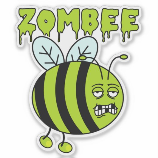 Funny Halloween Zombie Bee Character Aufkleber (Vorderseite)