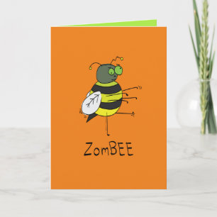 Funny Halloween Zombie Bee Greeting Card Karte