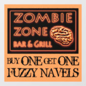 Funny Halloween Zombie Drinks Fuzzy Navel Fensteraufkleber (Blatt)