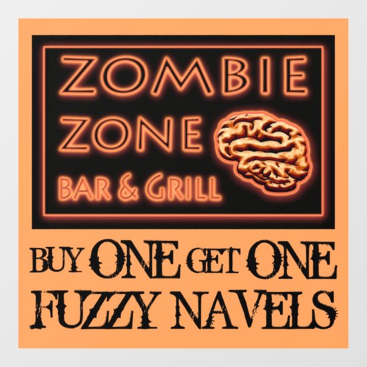 Funny Halloween Zombie Drinks Fuzzy Navel Fensteraufkleber (Blatt)