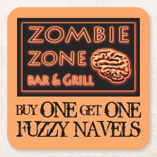 Funny Halloween Zombie Drinks Fuzzy Navel Rechteckiger Pappuntersetzer (Vorderseite)