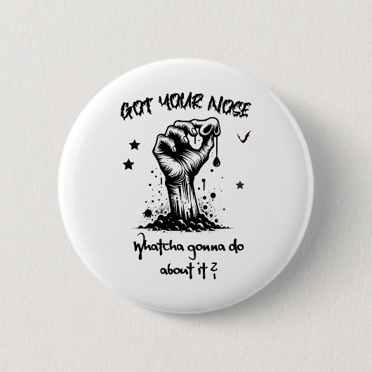 Funny Halloween Zombie Got Ihre Nase Button (Vorderseite)