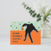 Funny Halloween Zombie Postcard Postkarte (Stehend Vorderseite)