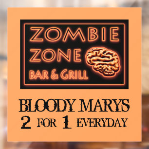 Funny Halloween Zombie Zone Bloody Marys Fensteraufkleber
