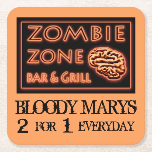 Funny Halloween Zombie Zone Bloody Marys Rechteckiger Pappuntersetzer (Vorderseite)