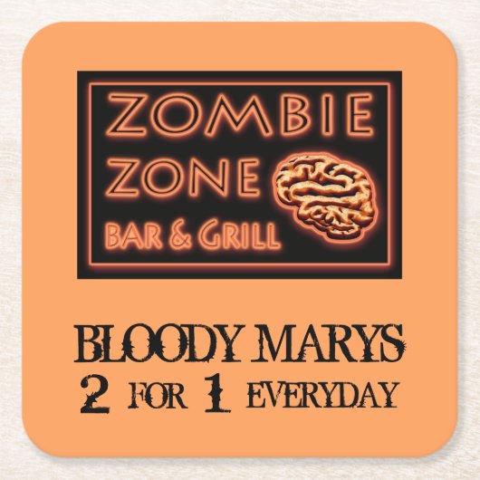 Funny Halloween Zombie Zone Bloody Marys Rechteckiger Pappuntersetzer (Vorderseite)
