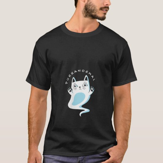 Funny Haloween Cat Ghost Purranormal V Neck T Shir T-Shirt (Vorderseite)