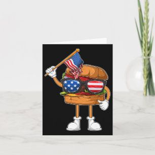Funny Hamburger American Flag Independence Day 4 Karte