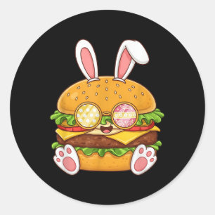 Funny Hamburger Bunny Ostereier Osterfeiertag Frau Runder Aufkleber
