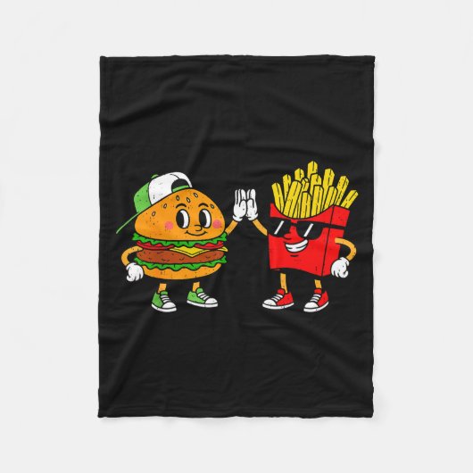 Funny Hamburger French Fries Combo Snacks Fast Foo Fleecedecke (Vorderseite)