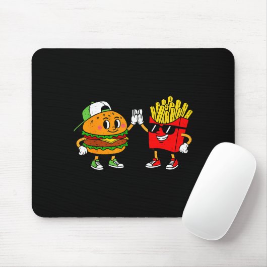 Funny Hamburger French Fries Combo Snacks Fast Foo Mousepad (Mit Mouse)