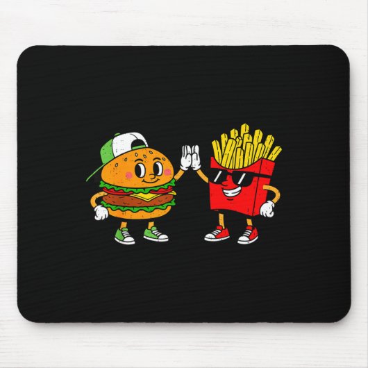 Funny Hamburger French Fries Combo Snacks Fast Foo Mousepad (Vorne)