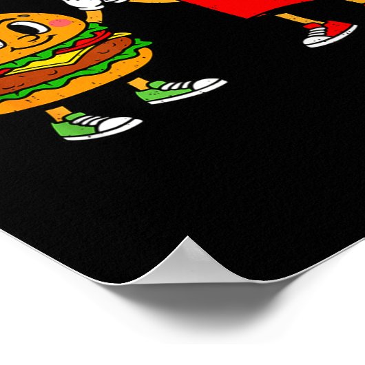 Funny Hamburger French Fries Combo Snacks Fast Foo Poster (Ecke)