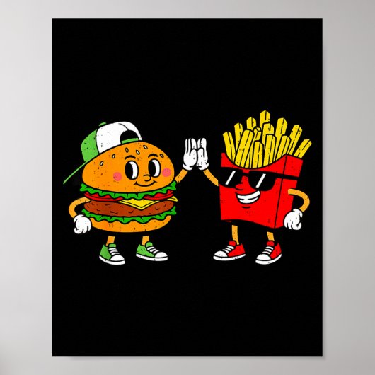 Funny Hamburger French Fries Combo Snacks Fast Foo Poster (Vorne)