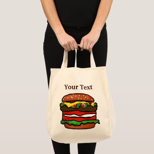 Funny Hamburger Lebensmittelgeschäft Tote Tasche (Vorderseite (Produkt))