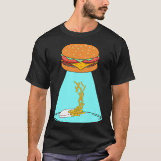 Funny Hamburger UFO fliegende Untertasse Pommes fr T-Shirt