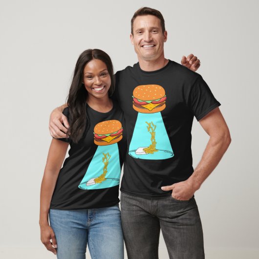 Funny Hamburger UFO fliegende Untertasse Pommes fr T-Shirt (Unisex)