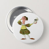Funny Hamlet Shakespeare Actor Holding Skull Button (Vorne & Hinten)