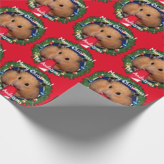 Funny Hamster Eating Candy Cane Geschenkpapier (Ecke)