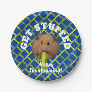 Funny Hamster Erntedank Paper Plate Pappteller