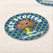 Funny Hamster Erntedank   Runder Pappuntersetzer (Angewinkelt)