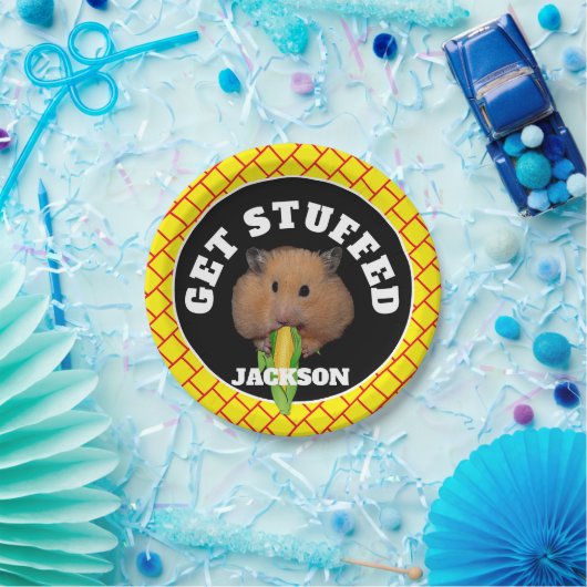Funny Hamster "Get Stuffed" Pappteller (Party)