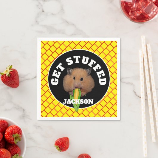 Funny Hamster "Get Stuffed" Serviette (Beispiel)