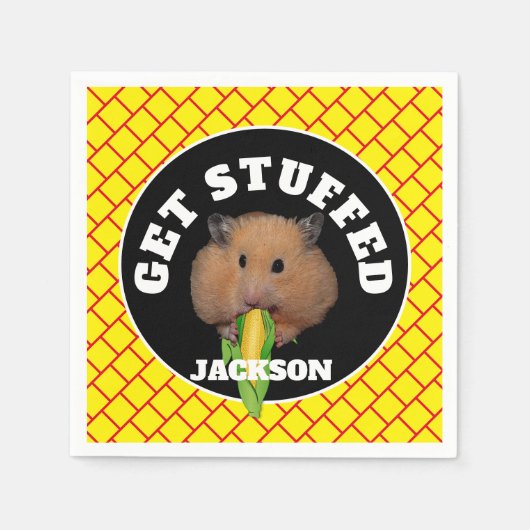 Funny Hamster "Get Stuffed" Serviette (Vorderseite)