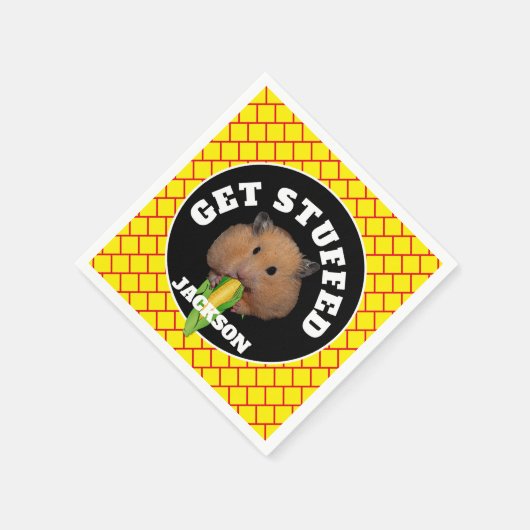 Funny Hamster "Get Stuffed" Serviette (Ecke)