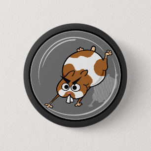 FUNNY HAMSTER IN BALL ROUND BUTTON