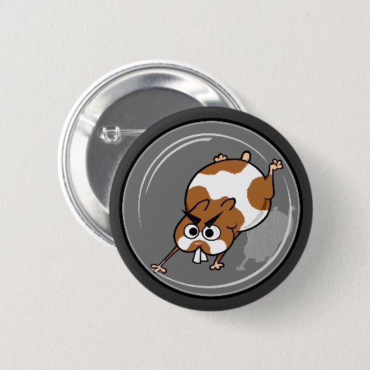 FUNNY HAMSTER IN BALL ROUND BUTTON (Vorne & Hinten)