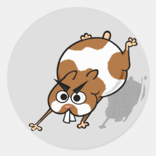 FUNNY HAMSTER IN HAMSTER BALL ROUND STICKERS