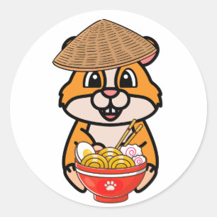 Funny Hamster isst Nudeln Runder Aufkleber