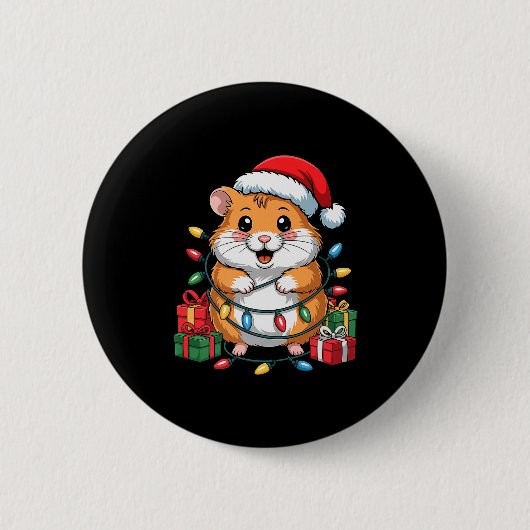 Funny Hamster Santa Hat Animals Lovers Ugly Christ Button (Vorderseite)