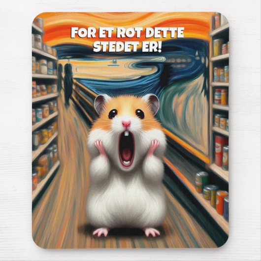 Funny Hamster Screams im Stil von Edvard Munch Mousepad (Vorne)