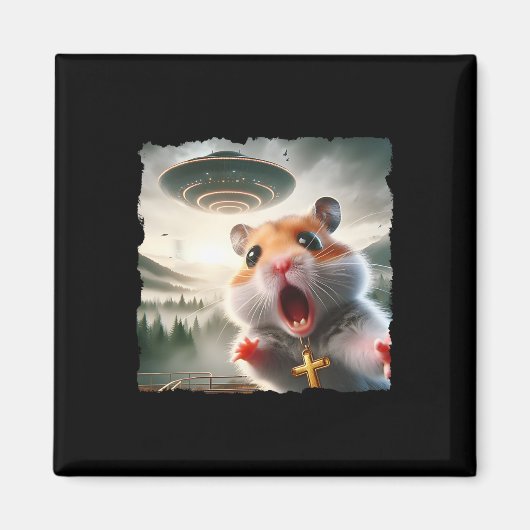 Funny Hamster Selfie With Alien Trip Meme Pet Crui Magnet (Vorne)