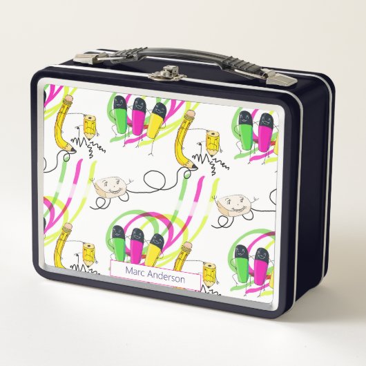 Funny Hand Drawing Design Metall Brotdose (Vorderseite)