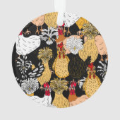 Funny Hand Drawn Chickens Ornament (Rückseite)
