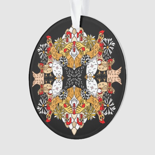 Funny Hand Drawn Chickens Ornament (Vorderseite)
