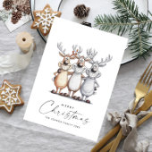 Funny Hand Drawn Christmas Reindeers Feiertagskarte