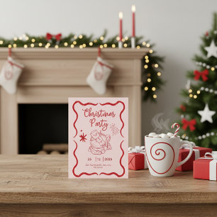 Funny Hand Gezeichnet Doodle Weihnachts-Party Postkarte