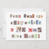 Funny Hand über Controller Ransom Note Collage Einladung (Vorderseite)