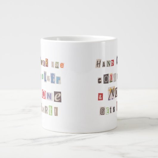 Funny Hand über Controller Ransom Note Collage Jumbo-Tasse (Vorderseite)