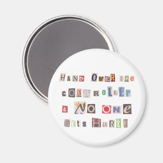 Funny Hand über Controller Ransom Note Collage Magnet (Vorderseite/Rückseite)