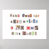 Funny Hand über Controller Ransom Note Collage Poster (Vorne)