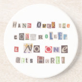 Funny Hand über Controller Ransom Note Collage Sandstein Untersetzer (Vorne)